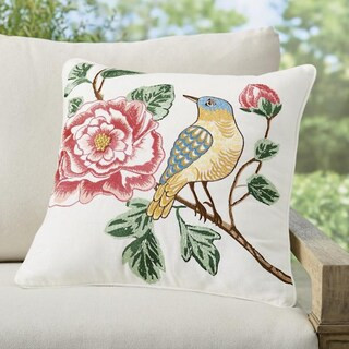 Wilder Peony & Finch Outdoor Pillow | Grandin Road | Grandin Road