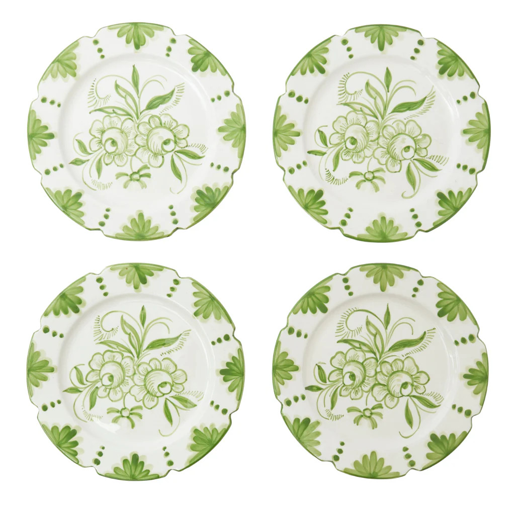 Seville Green Gardenia Dinner Plates, Set of 4 | Over The Moon