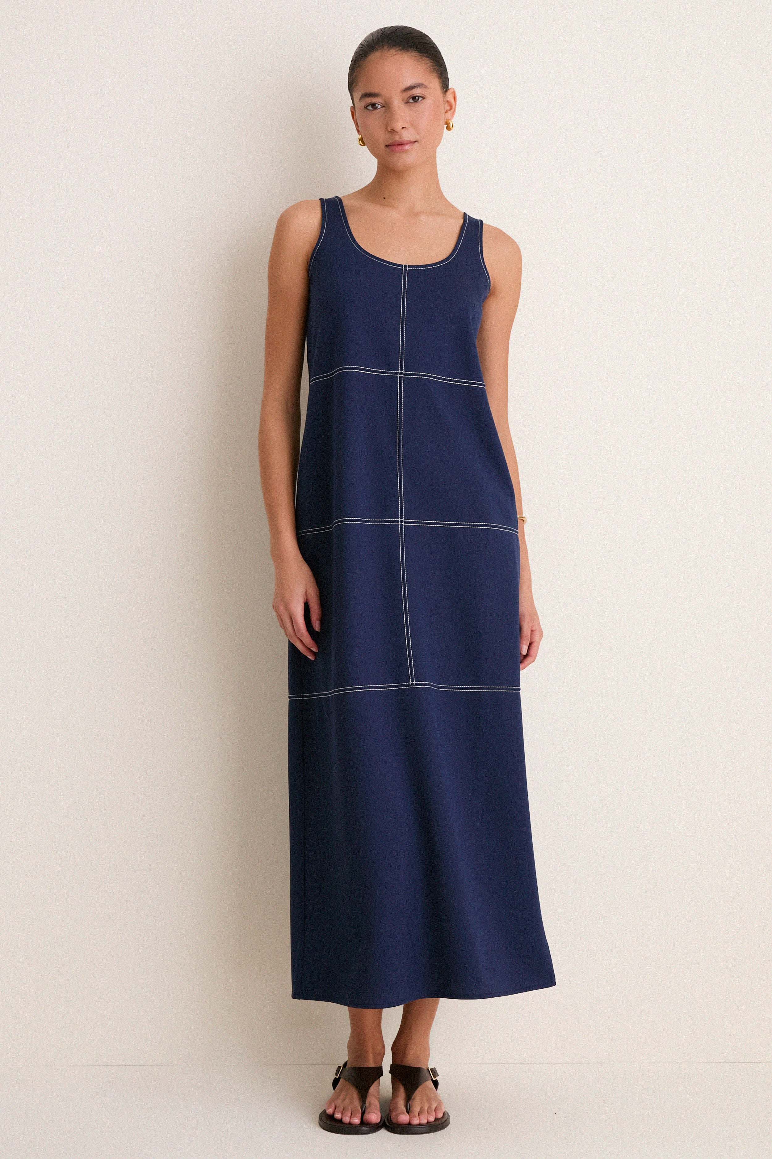 Navy Ponte Violette Column Dress | Tuckernuck (US)
