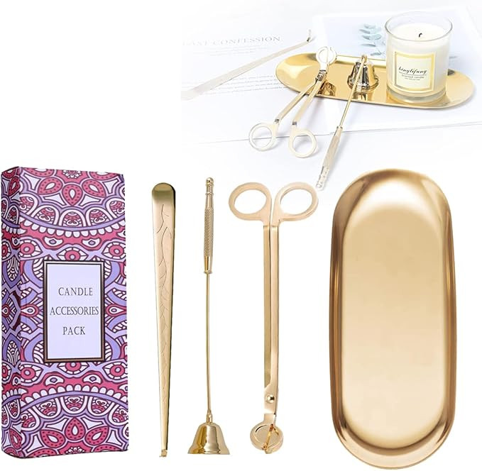 UCINNOVATE 4 in 1 Candle Accessory Set - Wick Trimmer, Snuffer, Dipper, Storage Tray for Candle L... | Amazon (US)