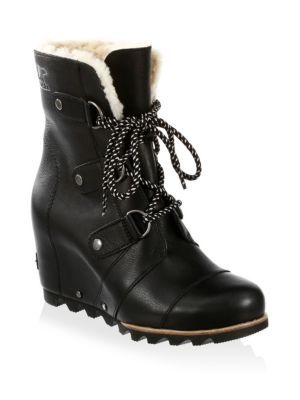 Joan of Arctic Shearling Trim Leather Booties | Saks Fifth Avenue