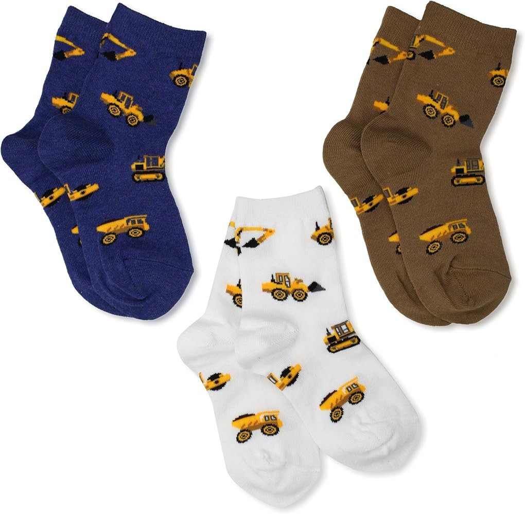 Jefferies Socks Boys 2-7 Construction Triple Treat Socks 3 Pair Pack | Amazon (US)