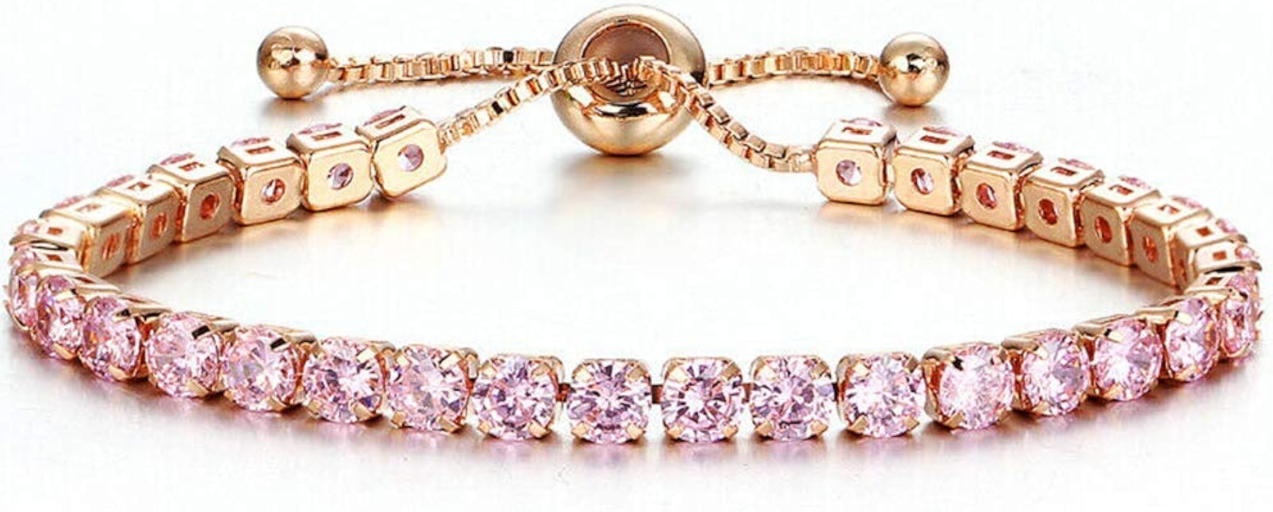 CiNily Adjustable Tennis Bracelets for Women Teen Girls Rainbow Cubic Zirconia Bracelet 14K White... | Amazon (US)