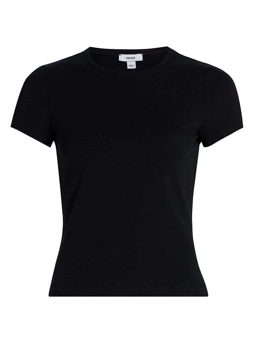 Women's Jolie Stretch-Cotton Soft Crewneck T-Shirt - Black - Size Small | Saks Fifth Avenue