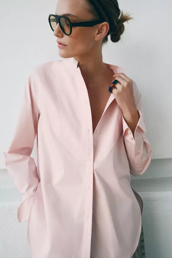 ASYMMETRICAL POPLIN SHIRT ZW COLLECTION | Zara US