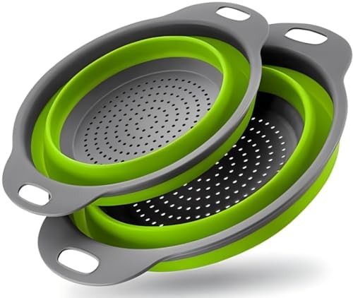 Collapsible Colander Set of 2 Silicone Kitchen Strainer Set, Perfect for Draining Pasta, Vegetabl... | Amazon (US)