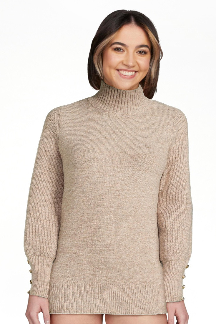 Scoop Women's Button Cuff Turtleneck Sweater - Walmart.com | Walmart (US)