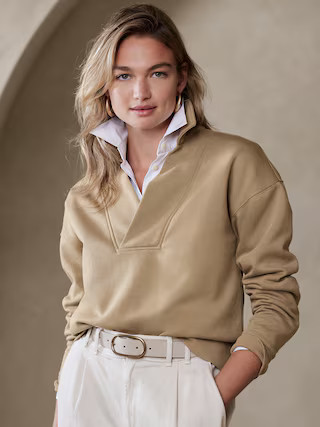 Fleece Polo Sweatshirt | Banana Republic Factory