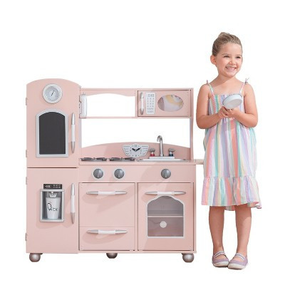 Teamson Kids Little Chef Westchester Retro Pretend Play Kitchen with Accessories, Ice Dispenser, Oven, Microwave, Refrigerator, Pink | Target