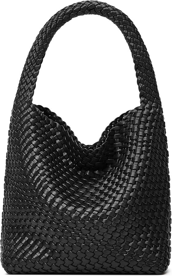 Woven Bags for Women Tote Purse: Vegan Leather Shoulder Handbags - Medium Beach Tote Bags - Handw... | Amazon (US)