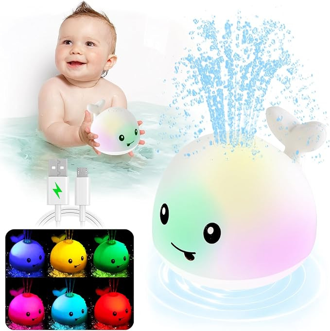 Baby Bath Toys, Pool Water Table Toy for Babies, Toddler Bath Toys for Kids Ages 1-3, Light Up Wh... | Amazon (US)
