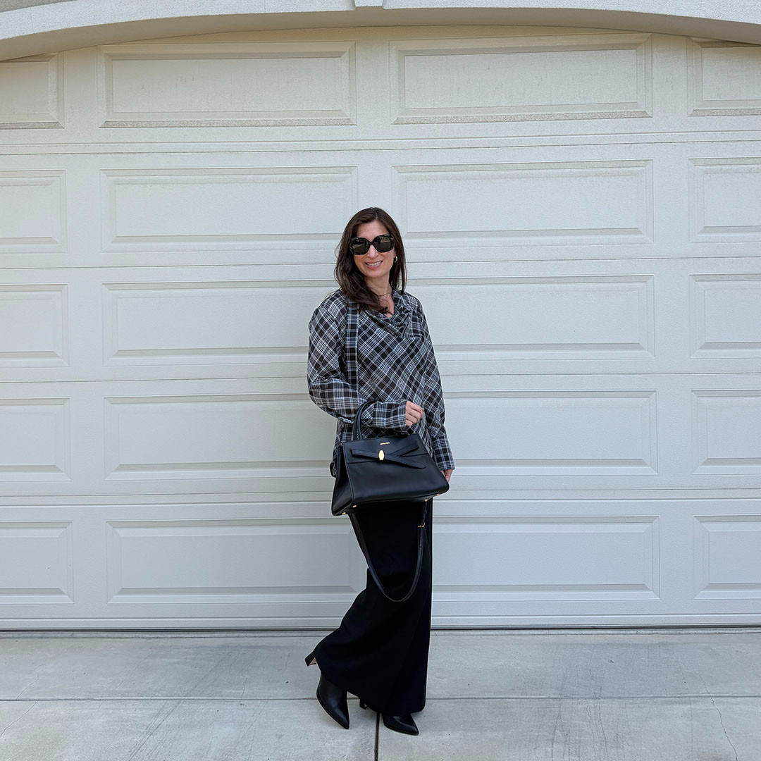 Love classic black trousers paired with this plaid blouse for one of my fall office outfits. It's comfortable to wear all day! (coupon code CATHY10 for the boots) 

 #LTKootd #LTKPetite #LTKWorkwear