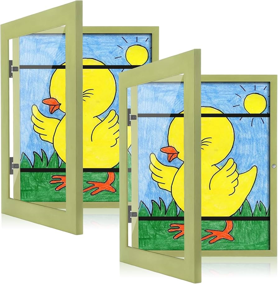 [2-Pack] Kids Art Frames, 8.5x11 Front Opening Kids Artwork Frames Changeable, Soft Yellow Green ... | Amazon (US)
