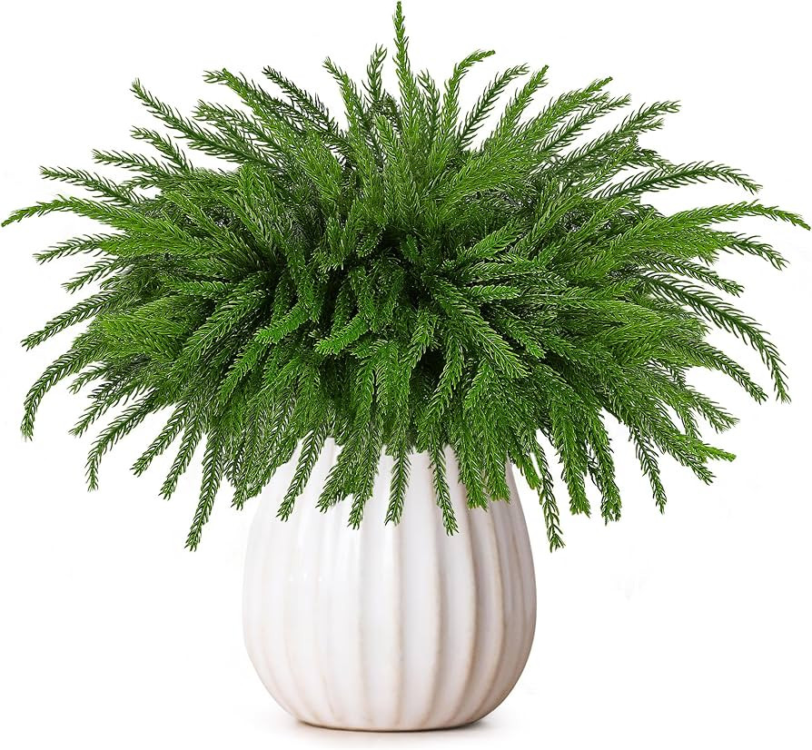 12 Pieces Christmas Norfolk Pine Branch 18 Inch Norfolk Pine Stems Artificial Norfolk Christmas G... | Amazon (US)