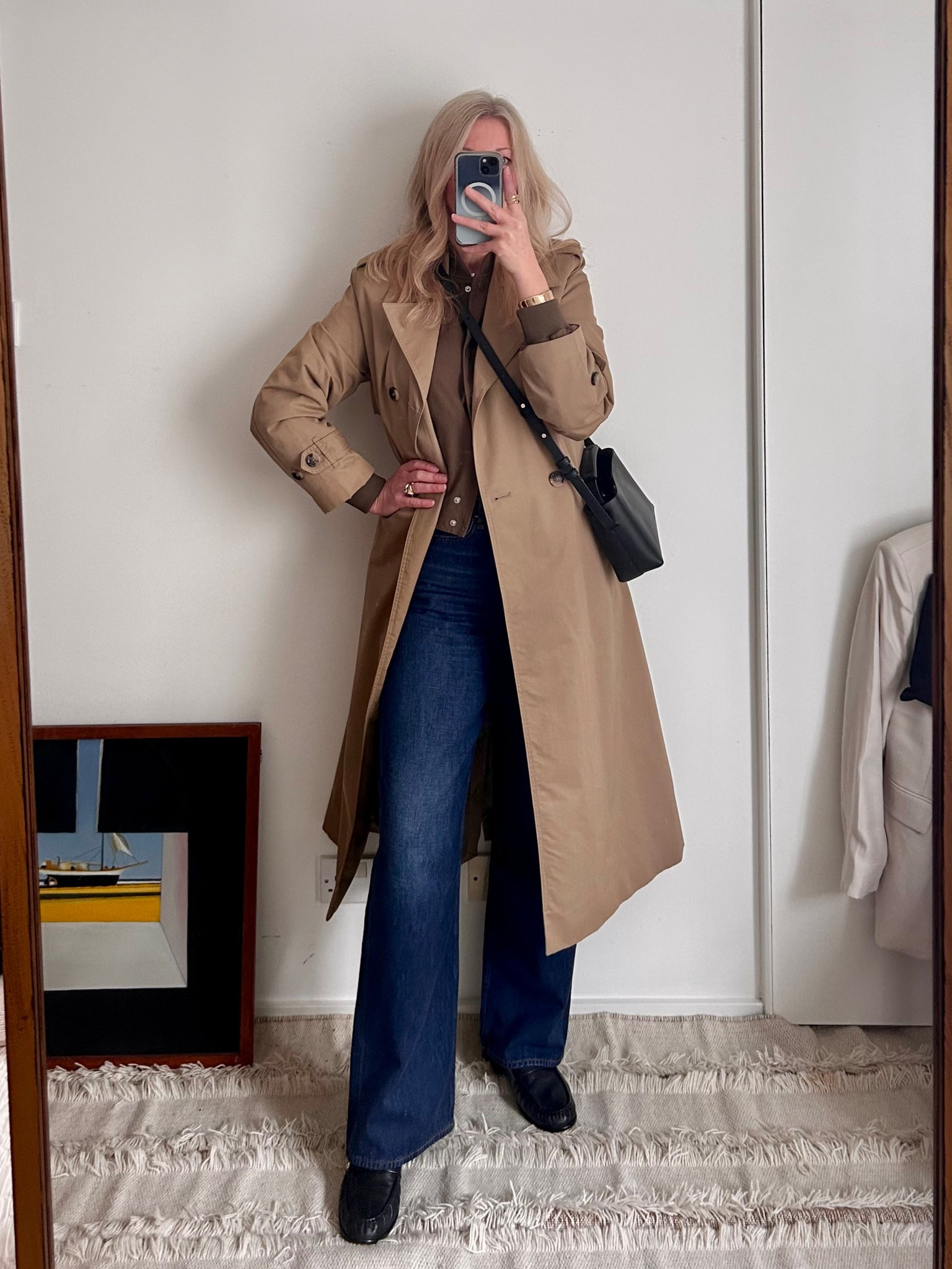 spring outfits 2026 | outfit layering | bomber jacket + trench coat + jeans + white tee + loafers 

#LTKootd #LTKSeasonal #LTKOver40