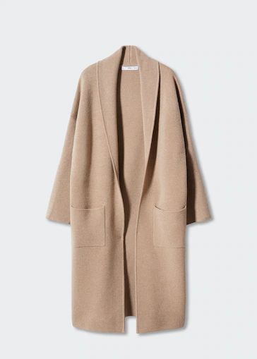 Oversized knitted coat with pockets -  Women | Mango USA | MANGO (US)