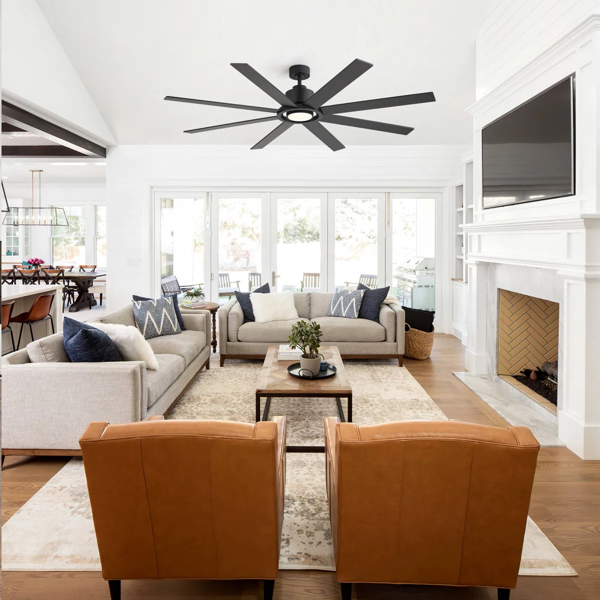 72" Modern Black Large Ceiling Fans With Lights And Remote,Dimmable 3CCT LED,,Quiet 6 Speed | Wayfair North America