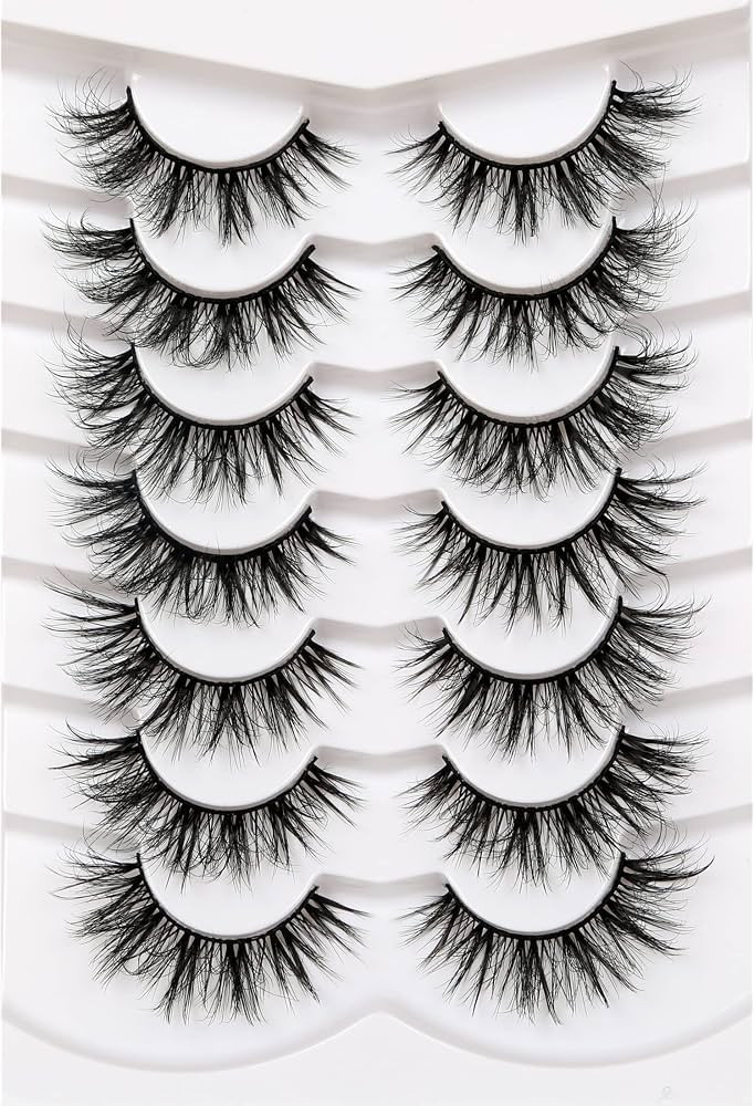 Pooplunch False Eyelashes Wispy Mink Lashes Cat Eye Look 8D Volume Fluffy Natural Fake Eyelash Fa... | Amazon (US)
