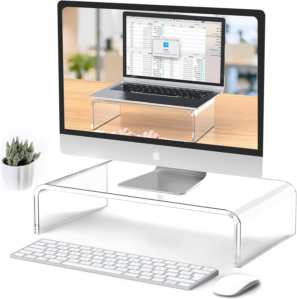 Acrylic Monitor & Laptop Stand Riser - Clear Computer & Laptop Stand for Desk - Compatible with i... | Amazon (US)