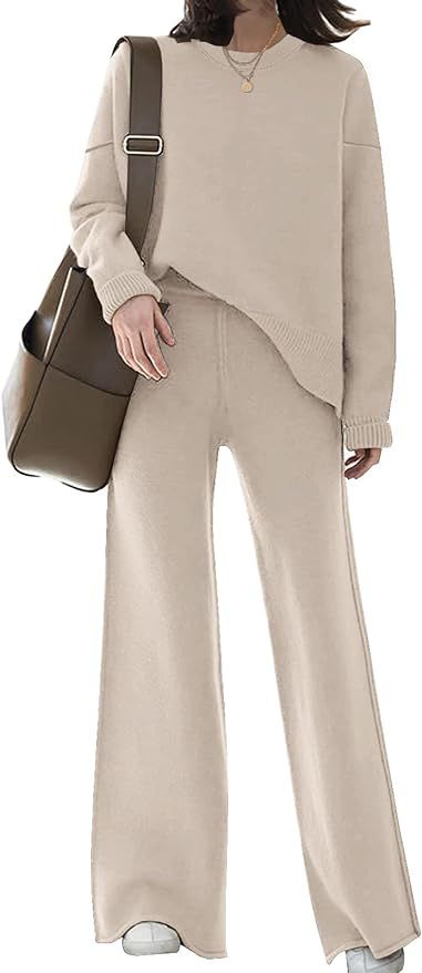 ETCYY NEW Womens Elegant Lounge Sets Knitted Sweatsuit Sets 2 Piece Outfits with Sweater Tops and... | Amazon (US)