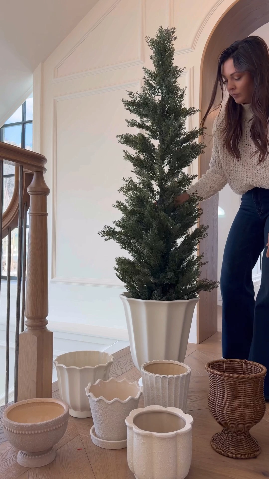 Pottery barn look alike planters for your porch or inside your home. 
Set of 2 faux cedar topiaries on flash deal 
Favorite jeans that make your booty look 👌🏼. 

#LTKSaleAlert #LTKHome