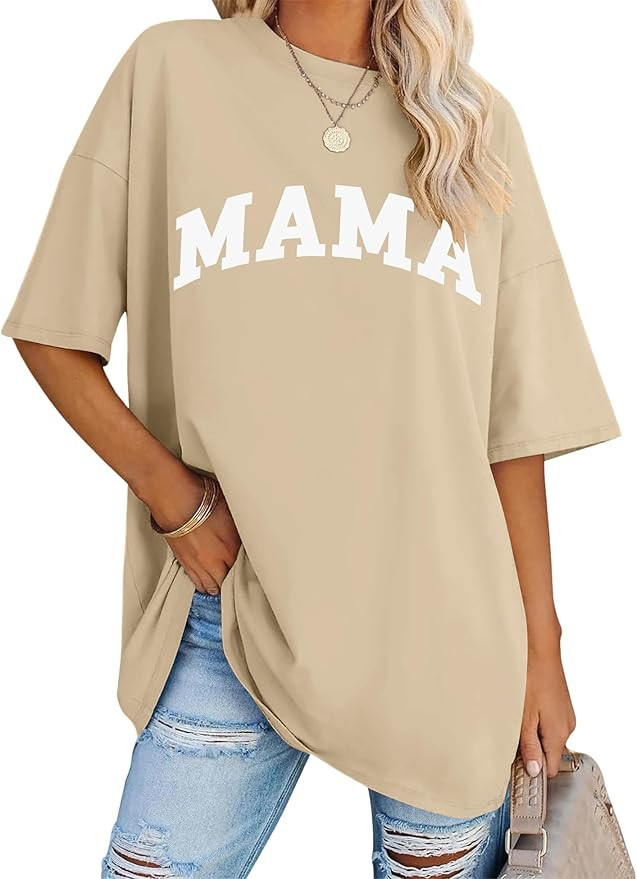 LOMON Oversized T Shirts for Women Short Sleeve Crewneck Summer Tops Loose Casual Mama Shirts Bas... | Amazon (US)
