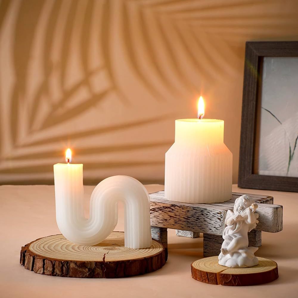 2 Pcs Twist Candle Aesthetic Candle Decorative Candles Trendy Candles Candle Minimalist Geometric... | Amazon (US)