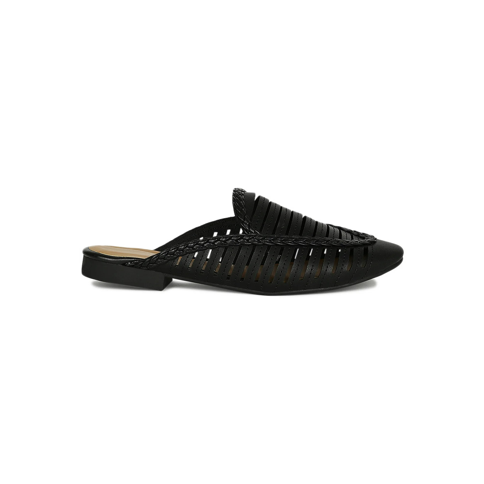 Women Top Stitch Strappy Braided Trim Flat Loafer Mule 18620 | Walmart (US)