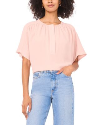 Women's Front Shirring Crew Neck Blouse | Macy's