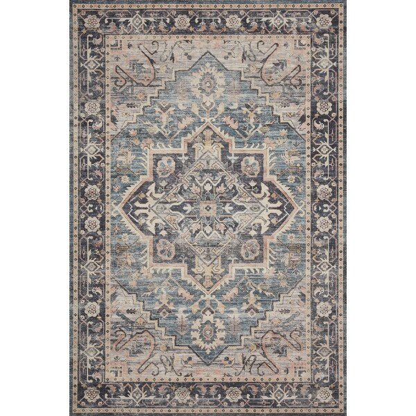 Alexander Home Venetian Printed Medallion Distressed Area Rug - 7'6" x 9'6" - Navy/Multi | Bed Bath & Beyond