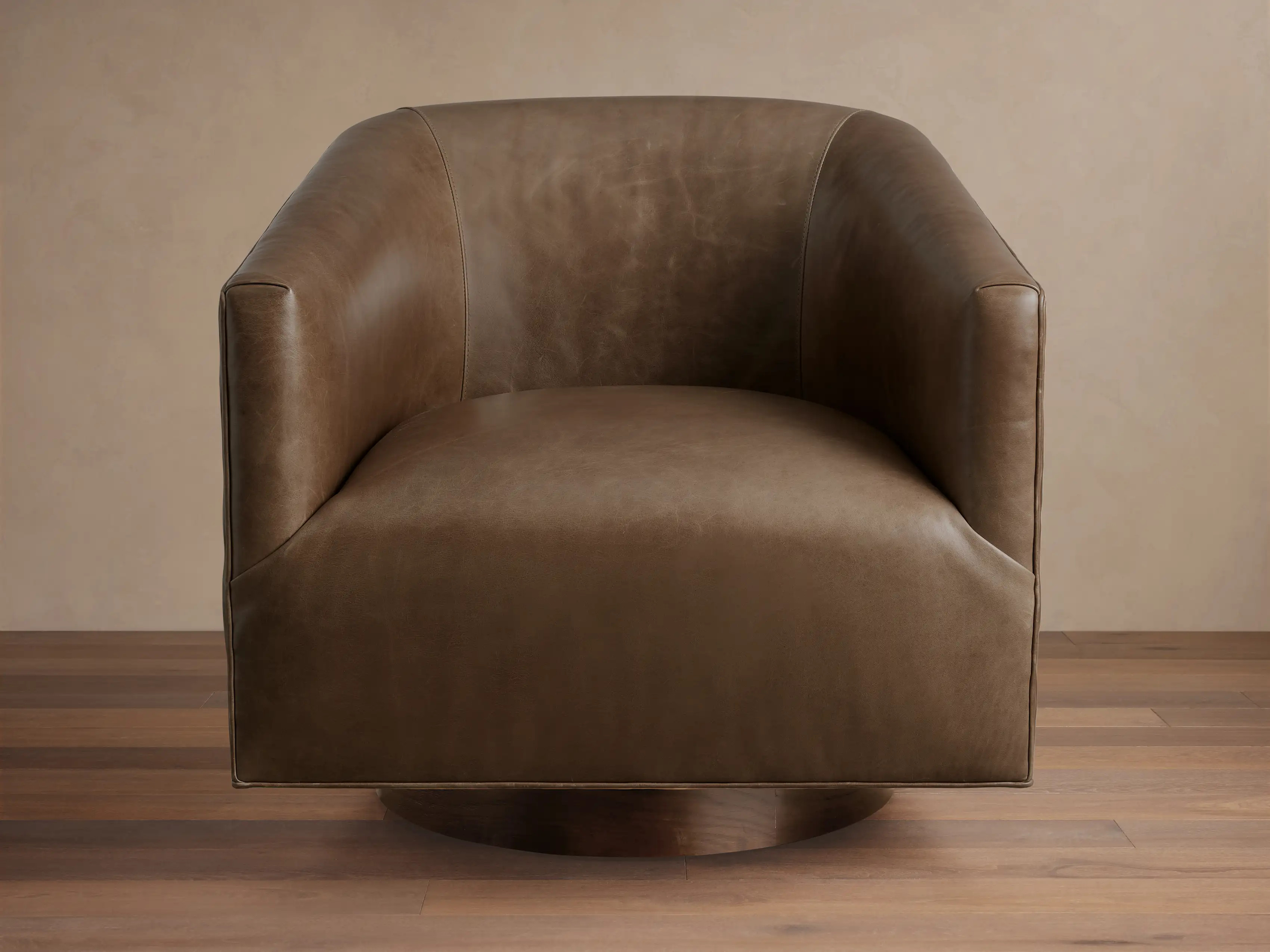 Ellison Leather Plinth Swivel Chair | Arhaus