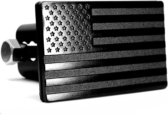 MULL USA Flag Metal Trailer Hitch Cover with Locking Pin (Fits 2" Receivers, Black) | Amazon (US)