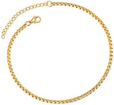 ChainsPro Resizable Anklet Chain for Women Men, Figaro/Wheat/Twist Rope/Cuban Foot Bracelet-Stron... | Amazon (US)