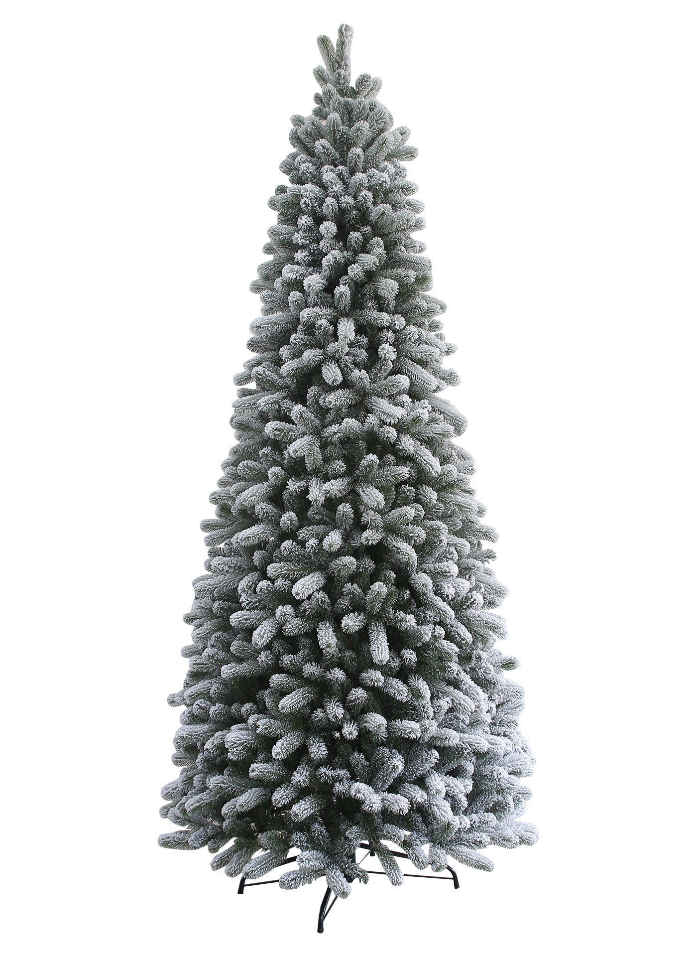7.5 Foot King Flock Slim Artificial Christmas Tree with 500 Warm White LED Lights +Power Pole | King of Christmas