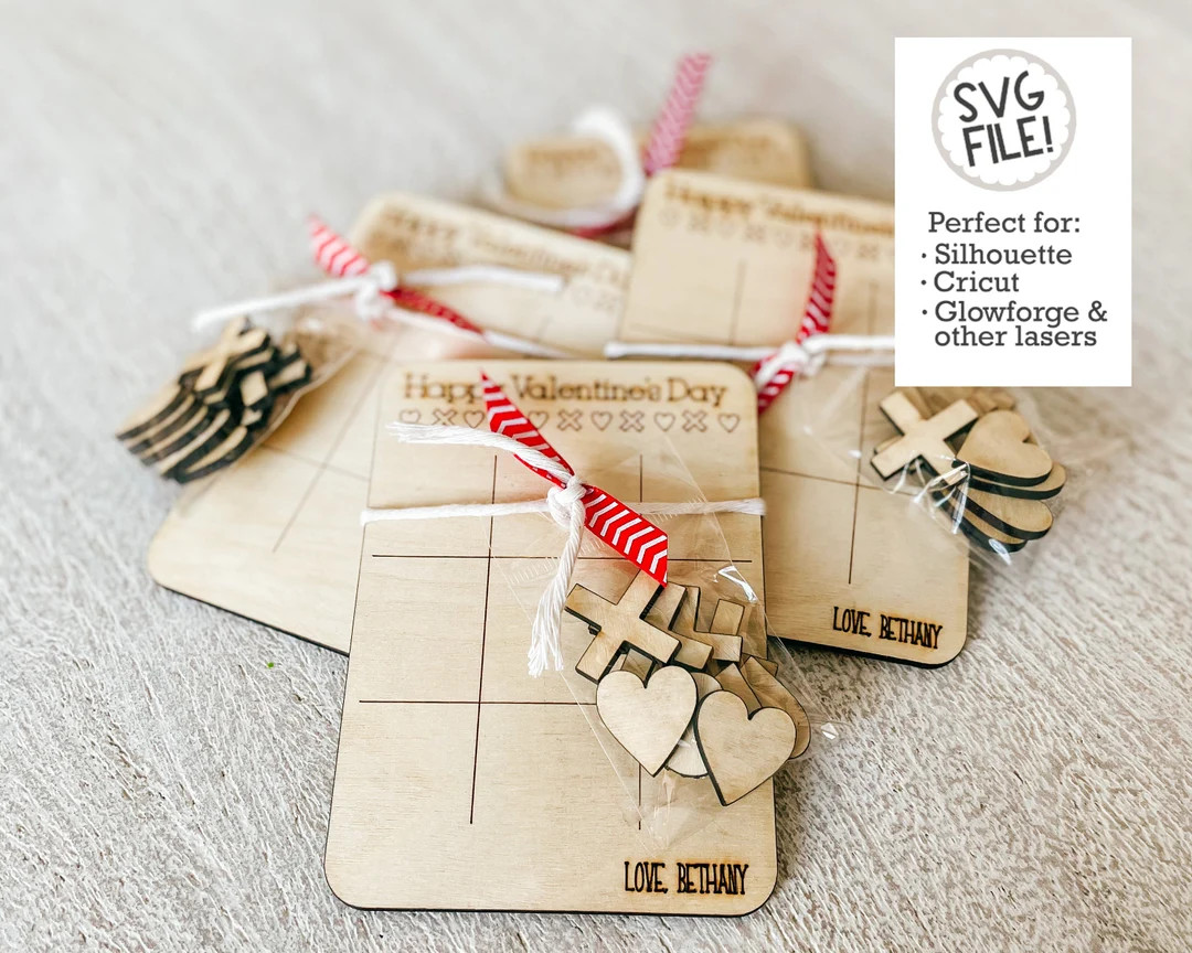 Valentine Tic Tac Toe File Digital Pattern File SVG Glowforge Laser Template Valentine Game Patte... | Etsy (US)