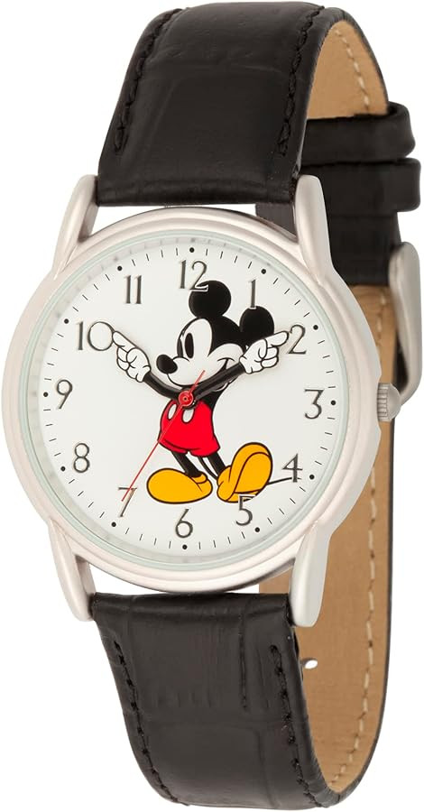 Disney Mickey Mouse Adult Classic Cardiff Articulating Hands Analog Quartz Leather Strap Watch | Amazon (US)