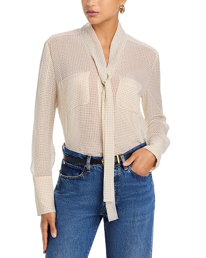 Frame The Silk Polka Dot Modern Tie Blouse | Bloomingdale's (US)