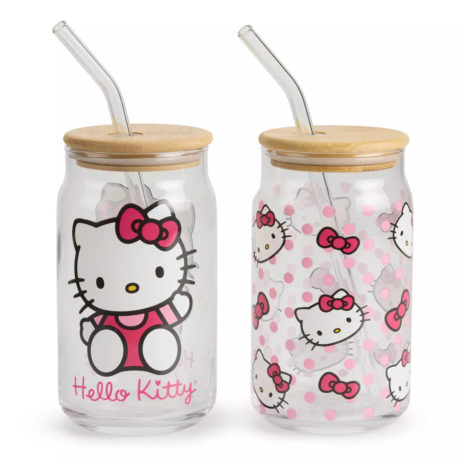Hello Kitty 2pk 16oz Glass Tumbler with Bamboo Lid and Glass Straw Set, None | Kohl's