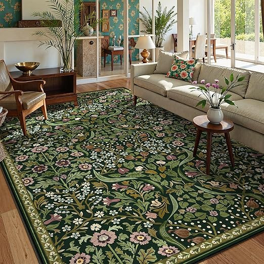 Moynesa Floral 6x9 Area Rugs, Washable Green Rugs for Living Room, Boho Large Soft Bedroom Rug, N... | Amazon (US)
