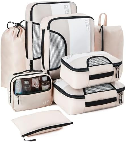 Veken 8 Set Packing Cubes for Suitcases, Luggage Organizer Bags Set for Carry on, Travel Gifts fo... | Amazon (US)