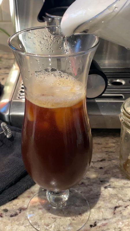 Elevate your morning coffee: I love four shots espresso over ice, with homemade vanilla brown sugar cold foam!  If you can’t make your own syrup, that’s okay - I’ve linked the #Starbucks kind! #coffee #morningroutine 

#LTKSeasonal #LTKVideo #LTKhome