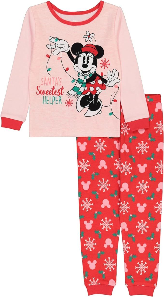 Disney Kids' Mickey Minnie Mouse 2-Piece Snug-fit Cotton Pajama Set | Amazon (US)
