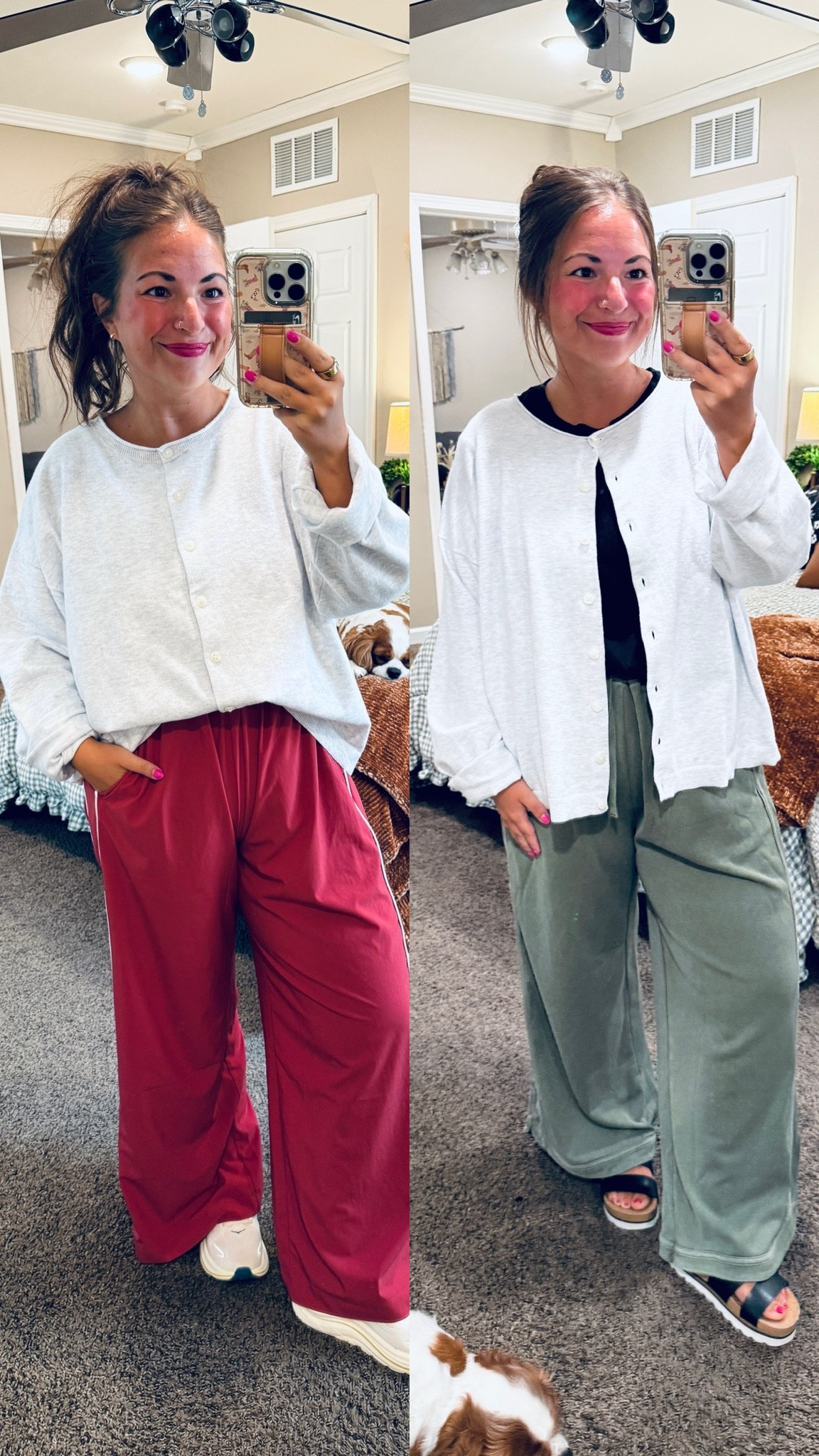 One oversized grey cardigan, styled two ways! 🩶 Such a cozy layer to wear with everything from jeans to leggings all season long! 

 