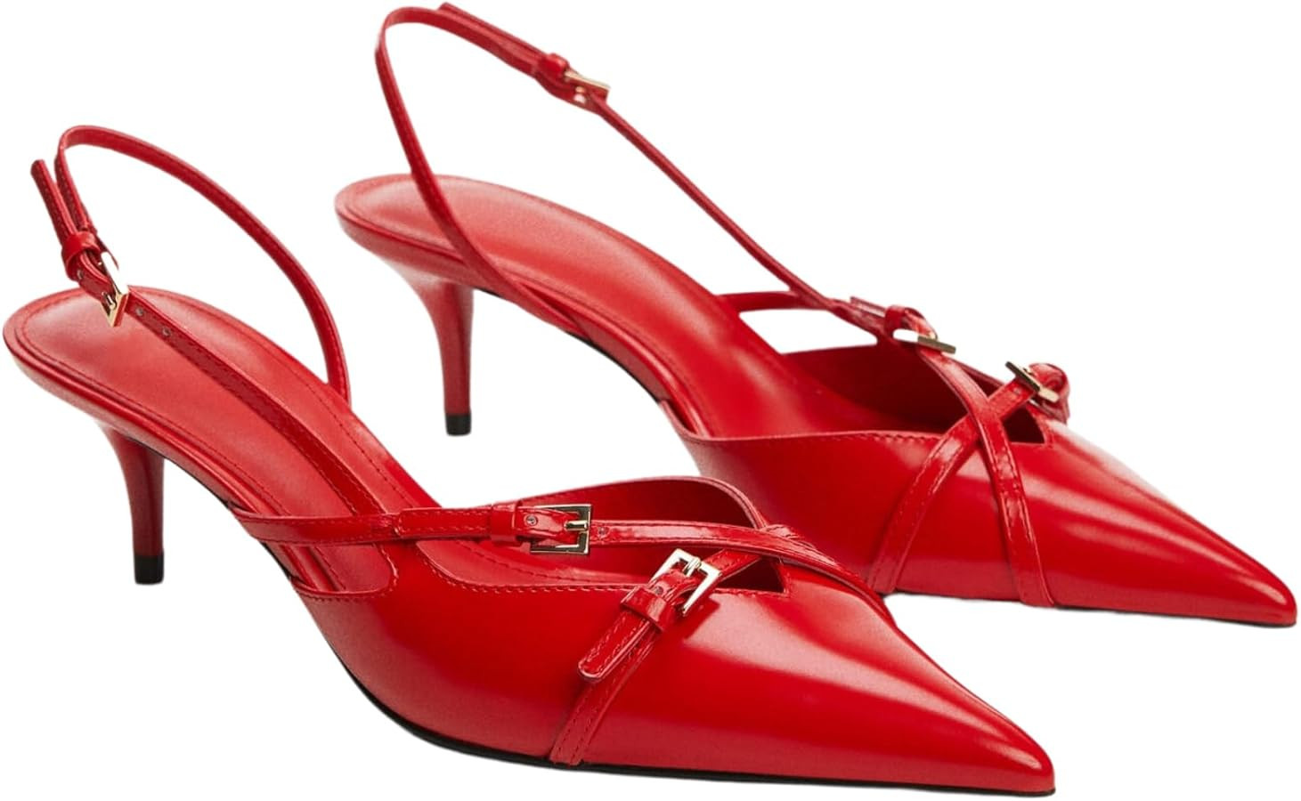 Heeled Slingback Kitten Heels for Women Closed Pointed Toe Pumps with Buckles | Amazon (US)