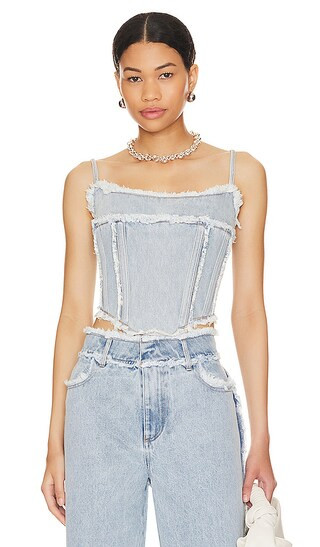 Montanna Corset in Light Blue | Revolve Clothing (Global)