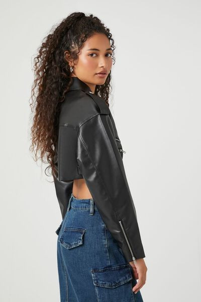 Faux Leather Cropped Moto Jacket | Forever 21