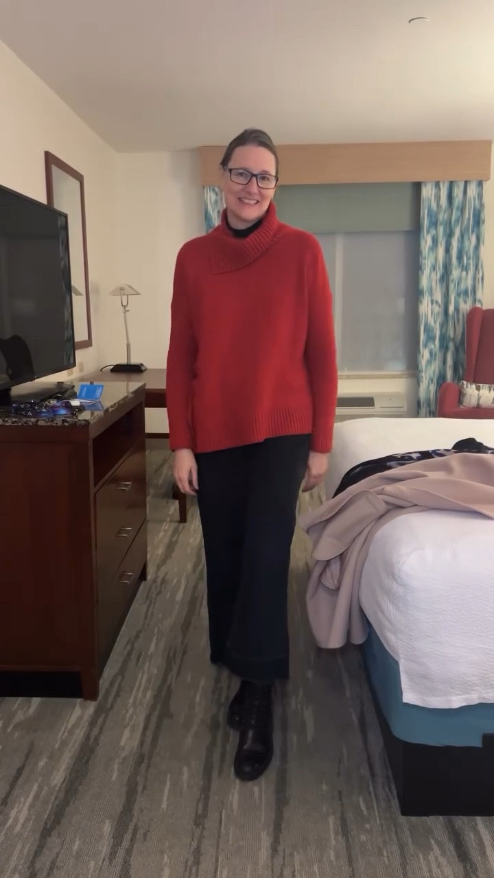 Back in the land of cold! Not that it is
any colder here than home. Standing in line for my rental car a stranger noted: 
“It sure is cold ... what temperature is it?” F-cold.
Doesn’t your phone have the same weather app mine does? #smalltalk #weather #buisnesswoman #travel #whatiwore

#LTKOver40 #LTKWorkwear #LTKootd