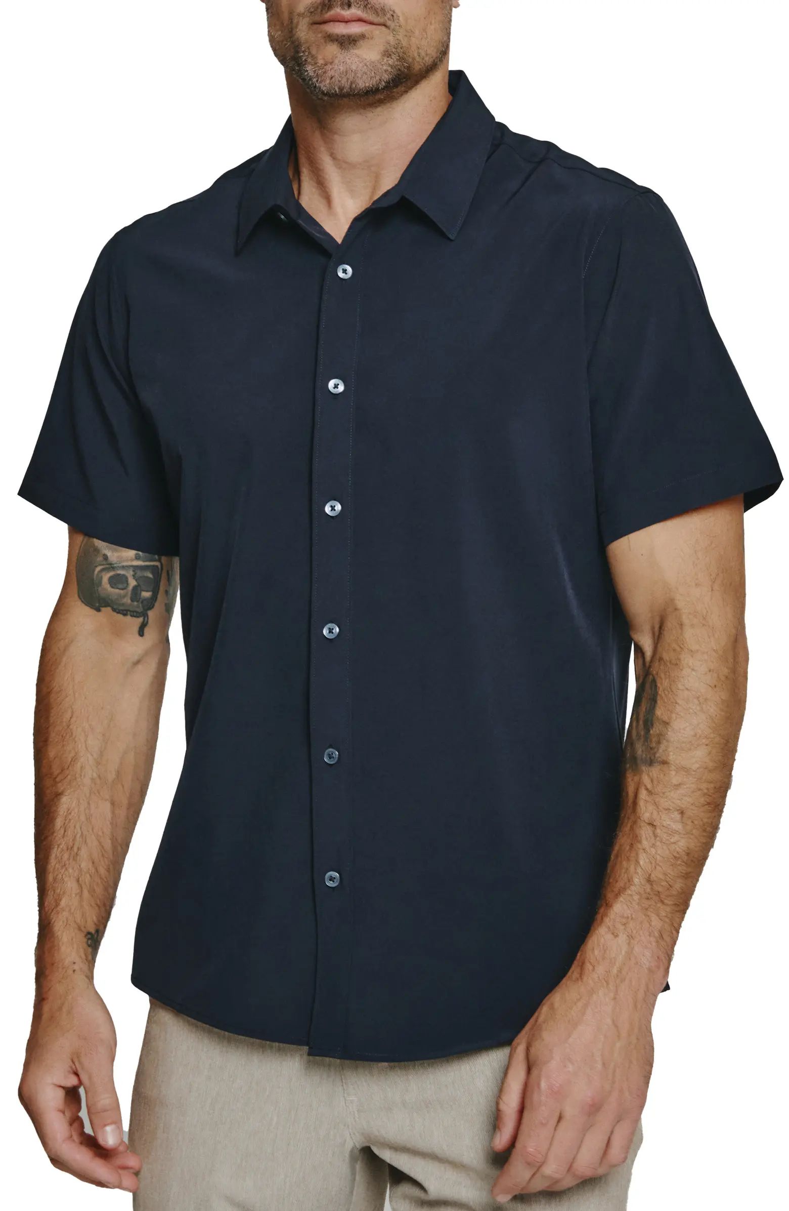 Siena Solid Short Sleeve Performance Button-Up Shirt | Nordstrom