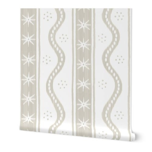 Large Putty on White Charlie Stripe Wallpaper bydanika_herrick | Spoonflower