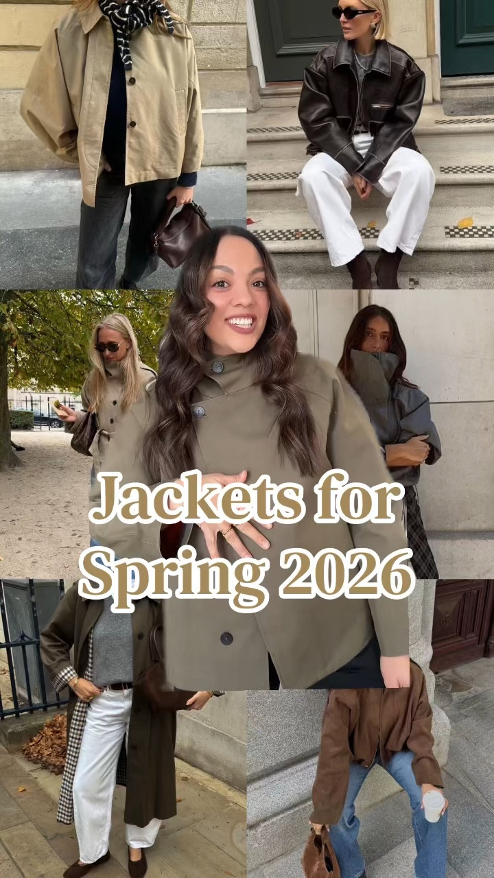 Jackets for spring 2026 and where to get them!

Trenchcoat, Mac coat, cropped trenchcoat, mid length trenchcoat, single breasted trenchcoat, oversized trenchcoat, brown trenchcoat, beige trenchcoat, olive, green trenchcoat, funnel neck jacket, leather jacket, bomber jacket, jean jacket, denim jacket, leather jacket, suede jacket, butter yellow jacket, barn jacket. 
￼

#LTKcanada #LTKstyletip #LTKmidsize